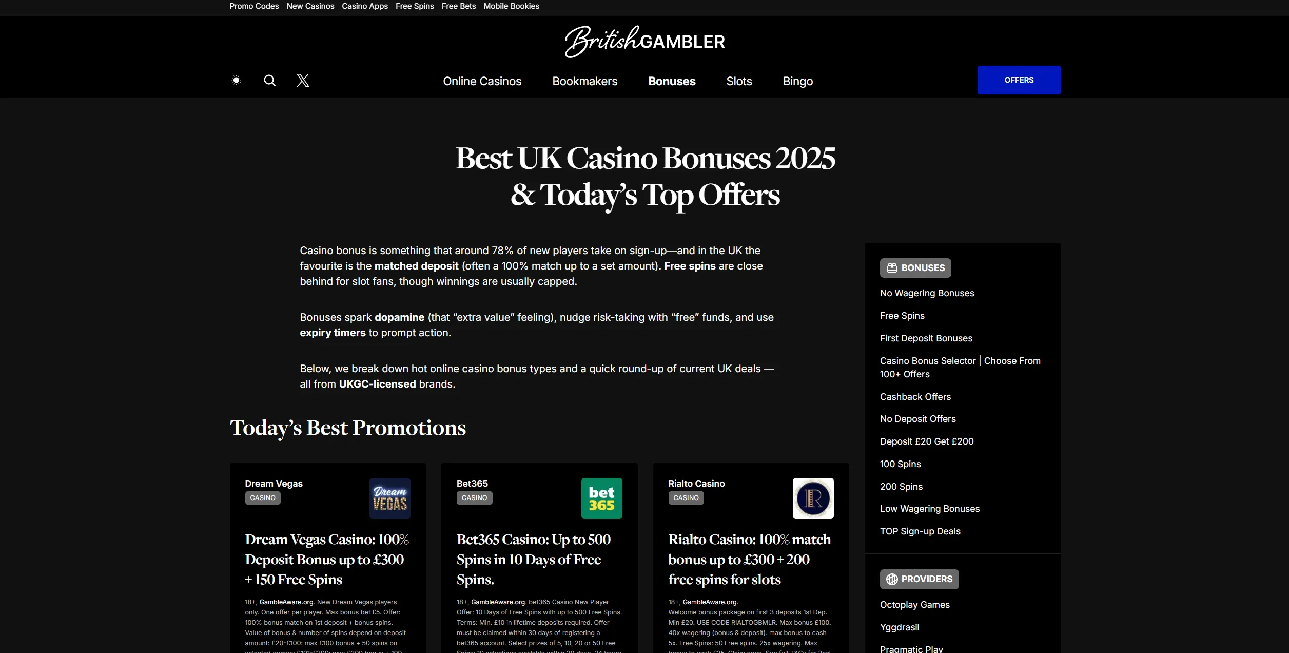 Screenshot of Britishgambler.co.uk - UK Casino Bonus Sites, Promotions & Welcome Offers